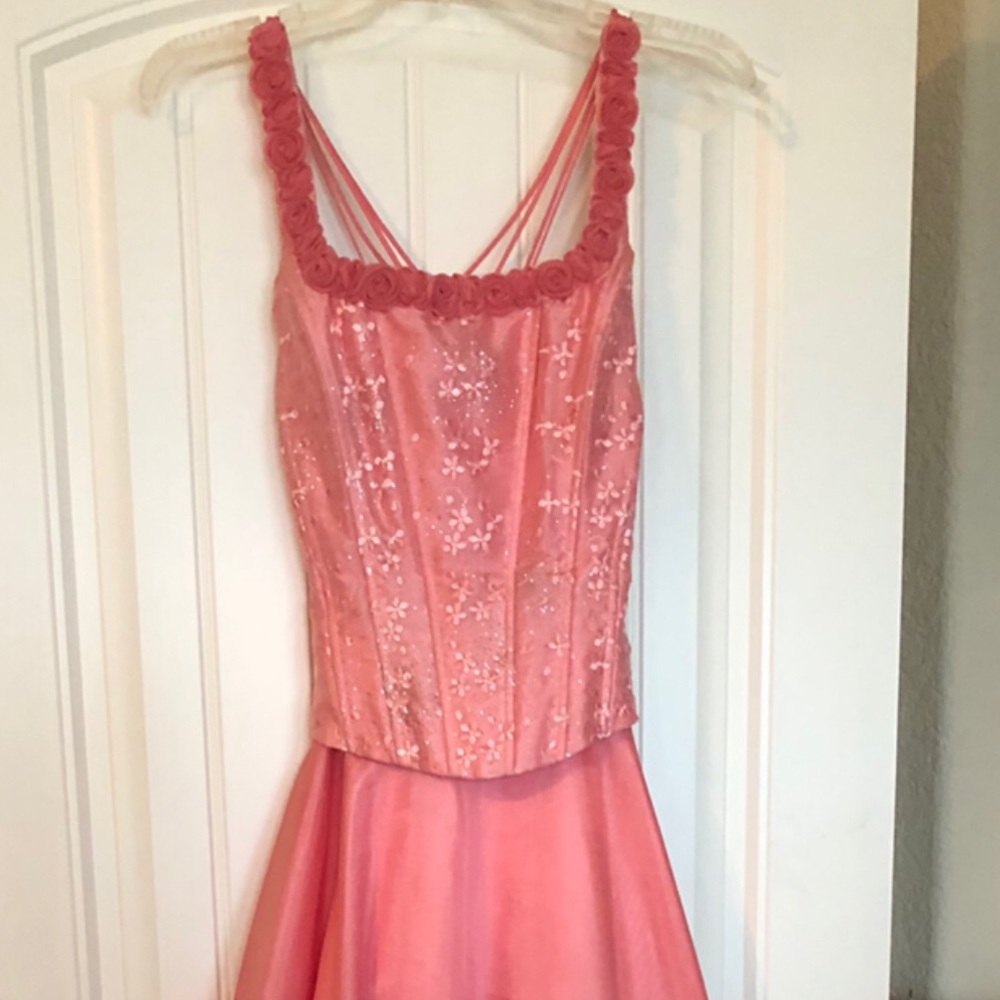 Long pink ball gown dress
